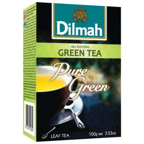 Dilmah, Pure Green, 100 г, Чай Дилма, зеленый, листовой
