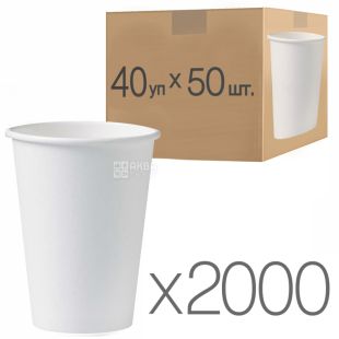 Стакан паперовий білий 250 мл, 50 шт., 40 упаковок, D75