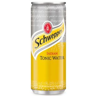 Schweppes Indian Tonic, Упаковка 12 шт. х 0,33 л, Напиток газированный Индиан Тоник, ж/б