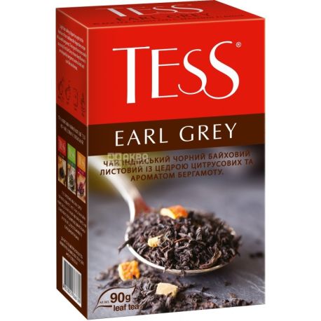 Tess, Earl Grey, 90 г, Чай Тесс, Ерл Грей, чорний з бергамотом