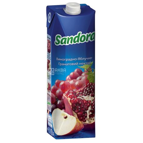 Sandora, Виноградно-яблочно-гранатовый, 0,95 л, Сандора, Нектар натуральный