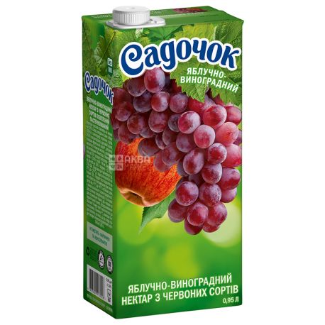 Садочок, Яблочно-виноградный из красных сортов, 0,95 л, Нектар натуральный
