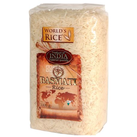 World's Rice (BP), Rice, Basmati, India, long grain, 1 kg