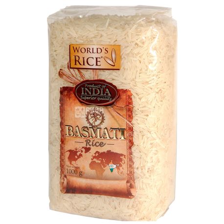 World’s Rice, Basmati, 1 кг, Рис Ворлдс Райс, Басмати, длиннозернистый
