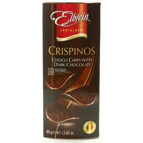 Crispinos, Шоколадні чипси, темний шоколад, 80 г