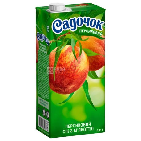 Садочок, Персиковий, 0,95 л, Сік з м'якоттю