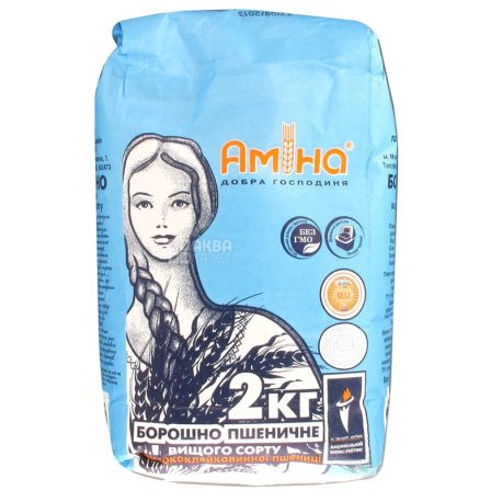 Амина, Мука пшеничная, высший сорт, 2 кг