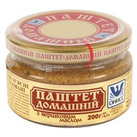 Онисс Паштет Домашній з маслом, 200 г, Скляна банка