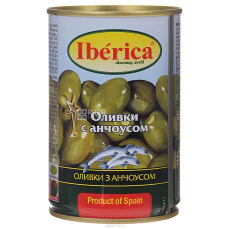 Iberica Оливки зелені з анчоусом, 300г, ж/б