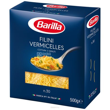 Barilla, 500 g, Macaroni, Filini, Vermicelli, No. 30, cardboard