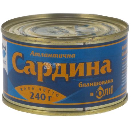 Аквамир, 240г, Сардина атлантична бланшована, в олії