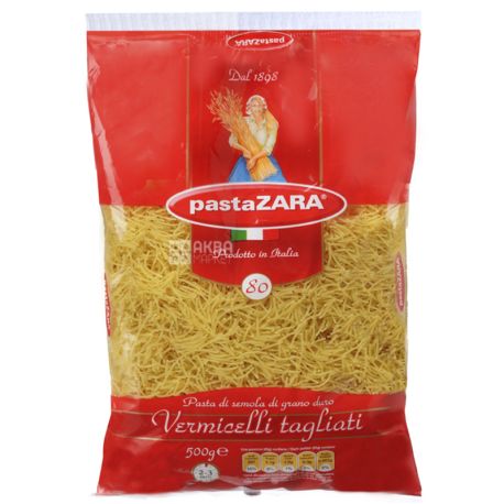 Pasta Zara Vermicelli Tagliati №80, 500 г, Макарони Вермішель Паста Зара Тагліаті