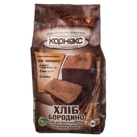 Корнекс, Мучна суміш, Хліб Бородіно, для приготування хліба, перший сорт, 0,7 кг