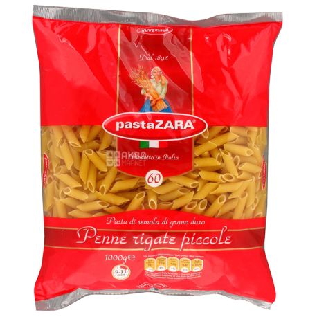 Pasta Zara Penne Rigate Piccole №60, 1 кг, Макарони Пір'я Паста Зара Пенне Рігате Пікколе