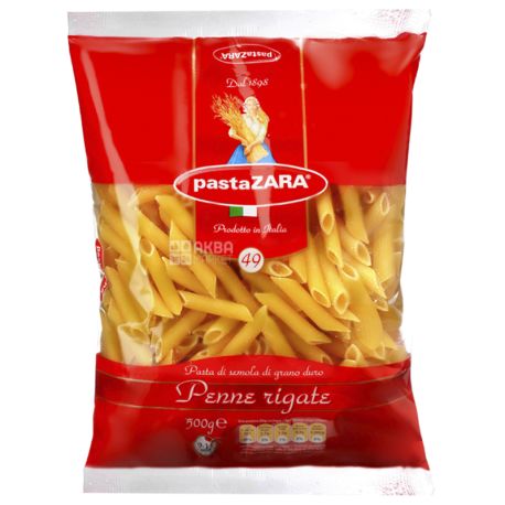 Pasta Zara Penne Rigate №49, 500 г, Макароны Перья Паста Зара Пенне Ригате