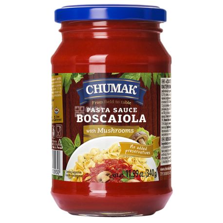 Chumak Spaghetti Boscaiola Sauce, 340 g, glass jar