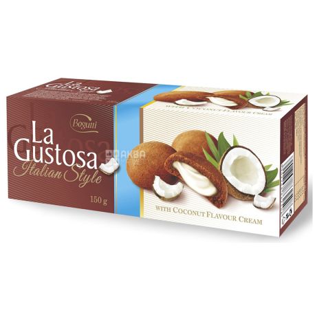 Bogutti, 150 г, Печиво, La gustosa, з кремом зі смаком кокосу
