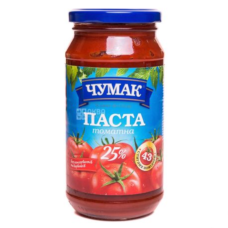 Чумак Томатна паста, 25%, 450 г, Скляна банка