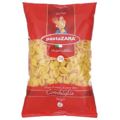 Pasta Zara Conchiglie №54, 500 г, Макарони Мушлі Паста Зара Конкільє