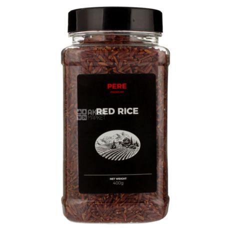 Pere, Red Rice, 0,4 кг, Рис Пере, Ред Райс, длиннозернистый, нешлифованный, красный, ПЭТ