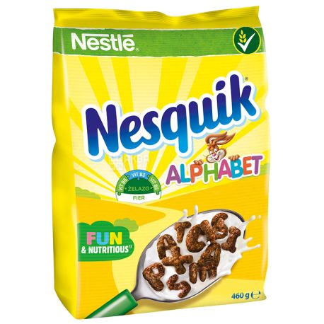 Nestle, 460 г, Готовий сніданок, Nesquik, Алфавіт, м/у