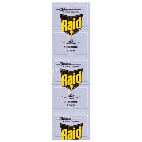 Raid, 10 pcs., Fly plates, Odorless, For electric fumigator