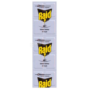 Raid, 10 шт., Пластины от мух, Без запаха, Для электрофумигатора