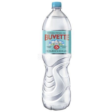 Buvette №5, 1,5 л, Упаковка 6 шт., Бювет, Вода мінеральна сильногазована, ПЕТ