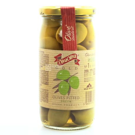 Diva Oliva, 370 мл, Оливки, Gold, Зелені, Без кісточки