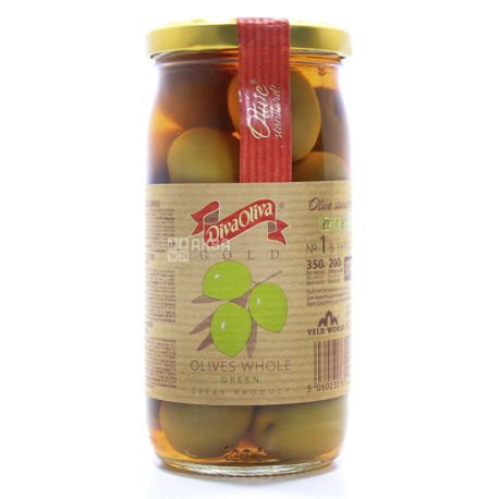 Diva Oliva, 370 мл, Оливки, Gold, Зелені, З кісточкою