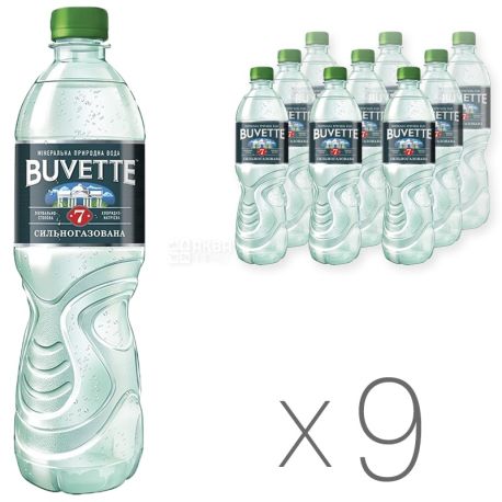 Buvette №7, 0,5 л, Упаковка 9 шт., Бювет, Вода минеральная сильногазированная, ПЭТ