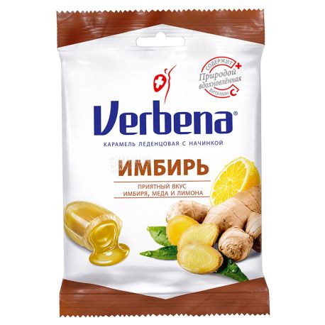 Verbena леденцы Имбирь с витамином С, 60 г, м/у