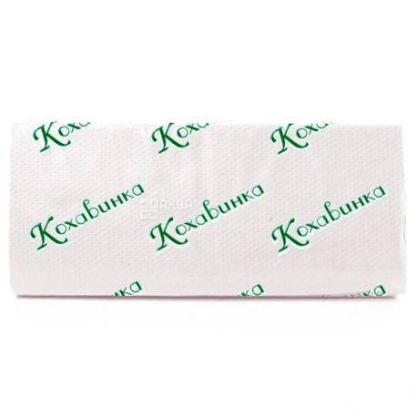 Кохавинка, 160 листов, Полотенца бумажные 2-х слойные, V-сложения, белые, 230 х 250 мм