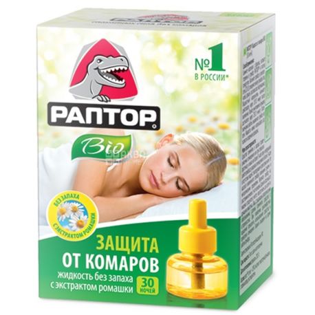 Raptor, 1 pc., Mosquito repellent, Bio, 30 nights, With chamomile extract, Odorless, cardboard