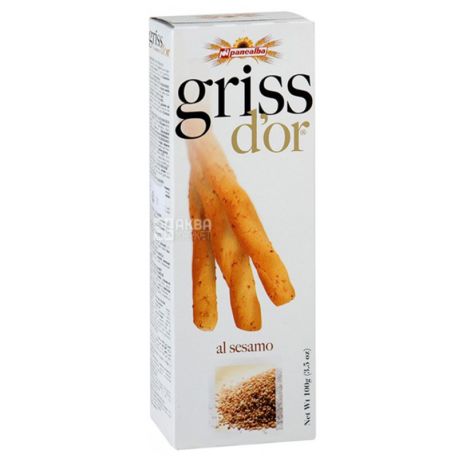 Panealba, 100 g, Sticks, Grissini, Griss d'or, With Sesame