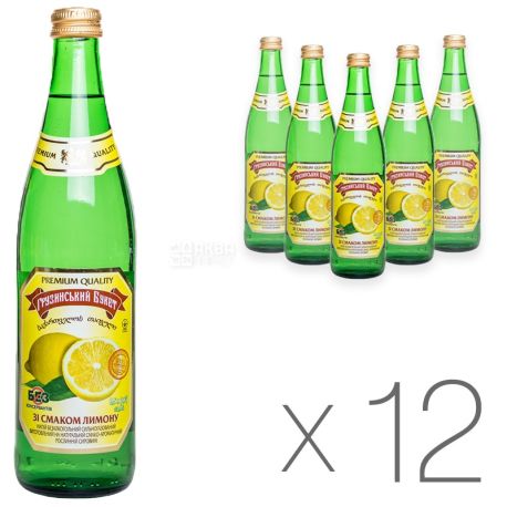 Грузинский Букет, Лимон, 0,5 л, Упаковка 12 шт., Напиток сильногазированный, стекло