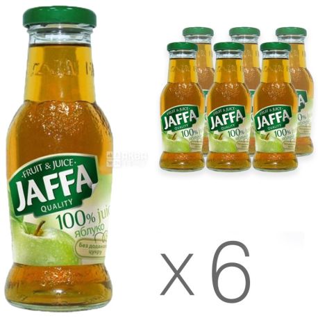Jaffa, Apple, 0,25 л, Джаффа, Сок Яблоко, без добавления сахара, стекло, Упаковка 6 шт.