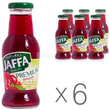 Jaffa, Premium nectar, Вишневий, Упаковка 6 шт. по 0,25 л, Джаффа, Нектар натуральний, скло