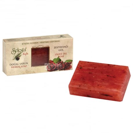 Selesta Life, Natural glycerin soap with olive oil and rose, 100g, paper packaging