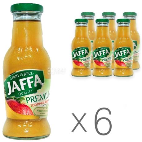 Jaffa, Premium nectar, Тропические фрукты, Упаковка 6 шт. по 0,25 л, Джаффа, Нектар натуральный, стекло