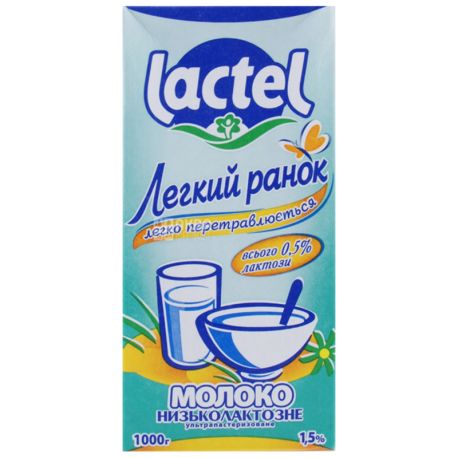 Lactel, Молоко низколактозное 1,5%, 1л, Упаковка 12 шт.