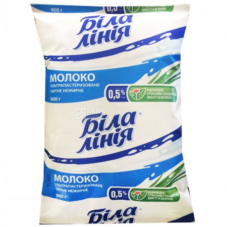 Белая Линия, Молоко ультрапастеризованное, 0,5%, 900 г, м/у, Упаковка 12 шт.