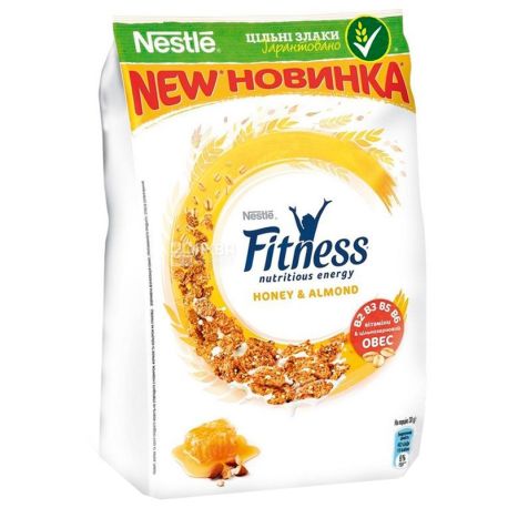 Nestle Fitness, 400 г, Пластівці Нестле Фітнес, Готовий Сніданок, з медом і мигдалем