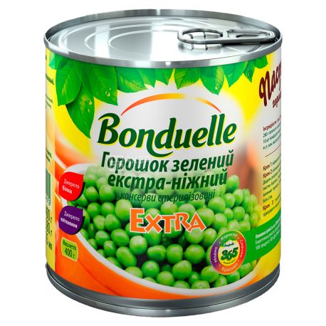 Bonduelle, Зеленый горошек экстра-нежный, 425 мл, ж/б