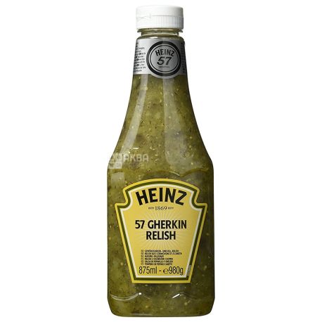 Heinz, Соус релиш с огурцом, 875 мл, пластиковая бутылка