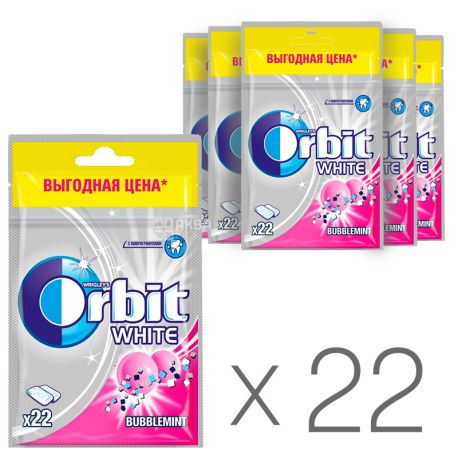 Orbit Bubblemint, Жувальна гумка, Упаковка 22 шт. по 35 г, В пакеті