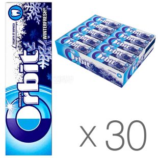 Orbit Winterfresh, Упаковка 30 шт. х 14 г, Орбит, Жевательная резинка, с ментолом, защита от кариеса