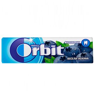 Orbit, Упаковка 30 шт. х 14 г, Орбит, Жевательная резинка, Веселая голубика, профилактика кариеса