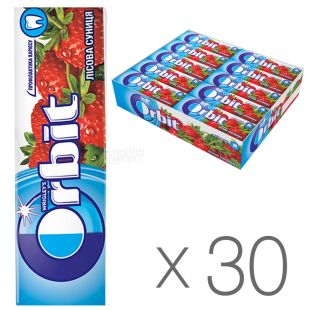 Orbit, Упаковка 30 шт. х 14 г, Орбіт, Жувальна гумка, Полуниця, профілактика карієсу