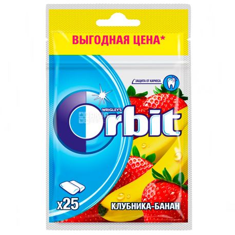 Orbit, Жувальна гумка полуниця та банан, Упаковка 22 шт. по 35 г, В пакеті